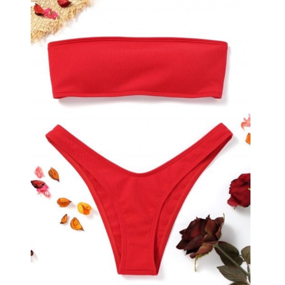Red Strapless Bikini